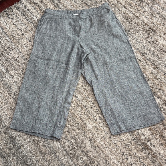 J. Jill Love Linen wide leg crop side zip black gray linen pants sz 2X - Picture 11 of 12